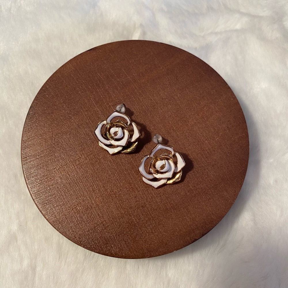 White Rose Earrings